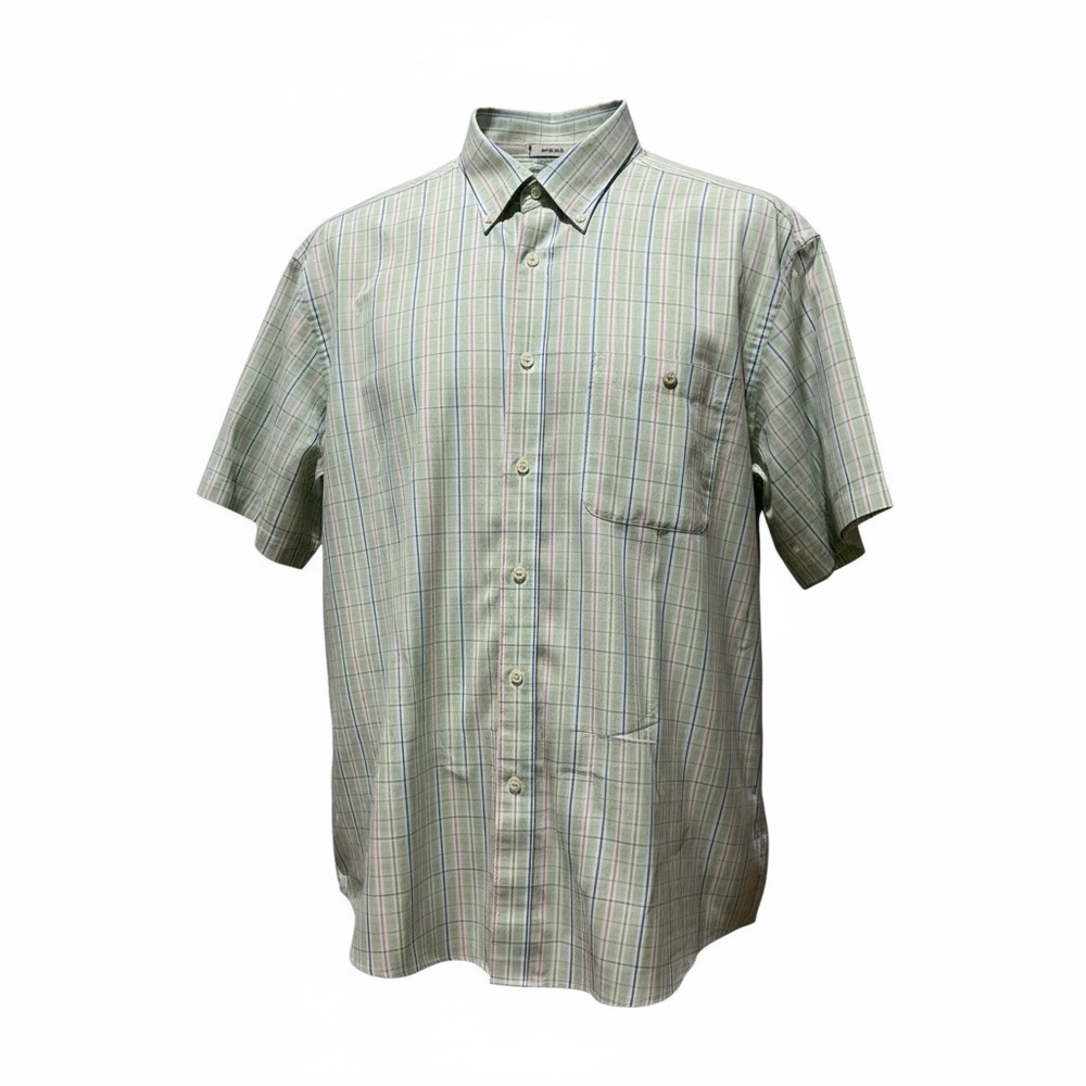 ORVIS Green Plaid Short Sleeve Shirt Size XL Cotton Casual Classic Office Preppy